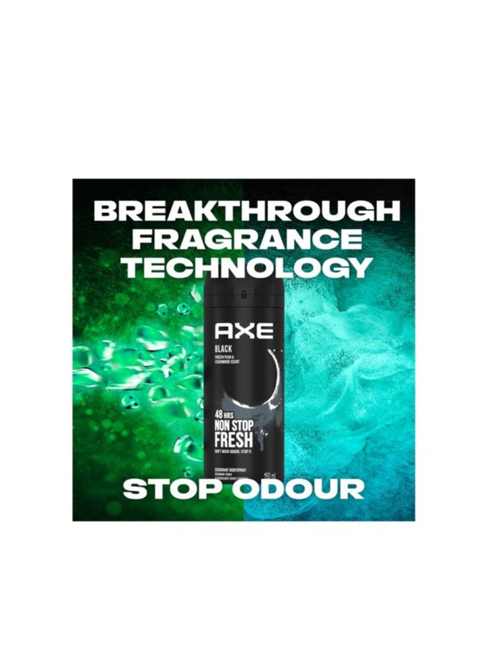 Axe Pack Of 3 Axe Black Frozen Pear and Cedarwood Scent Deodorant Body spray 150ml  - Image 2