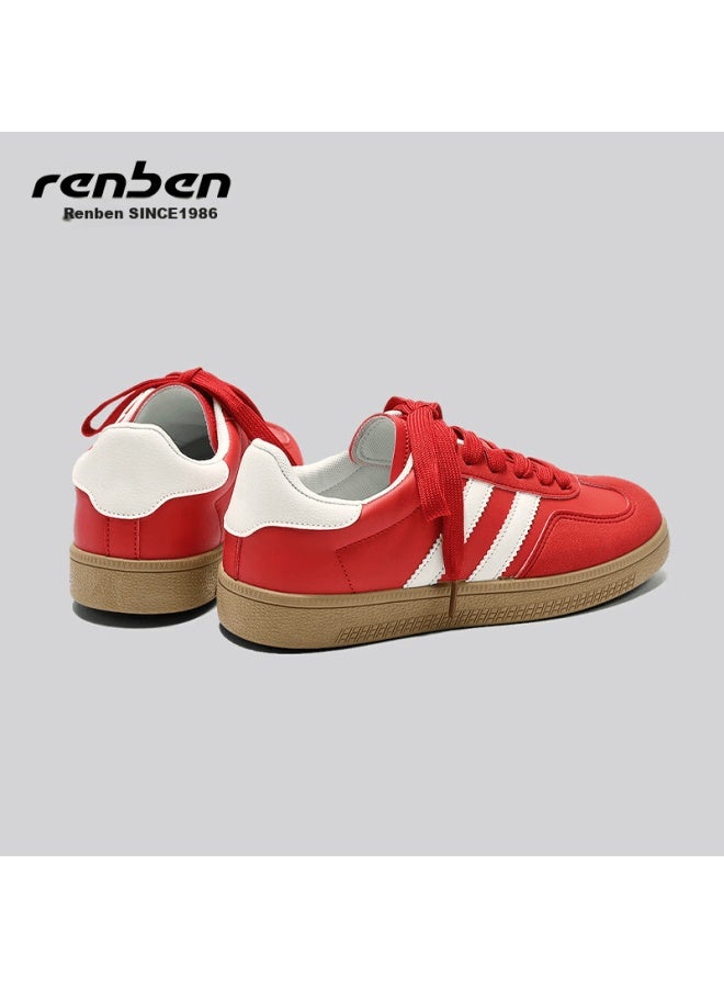 Renben Soft Sole German Training Shoes Women Korean Style Thick Sole Sneakers Women Summer New Breathable Flat White Shoes Women