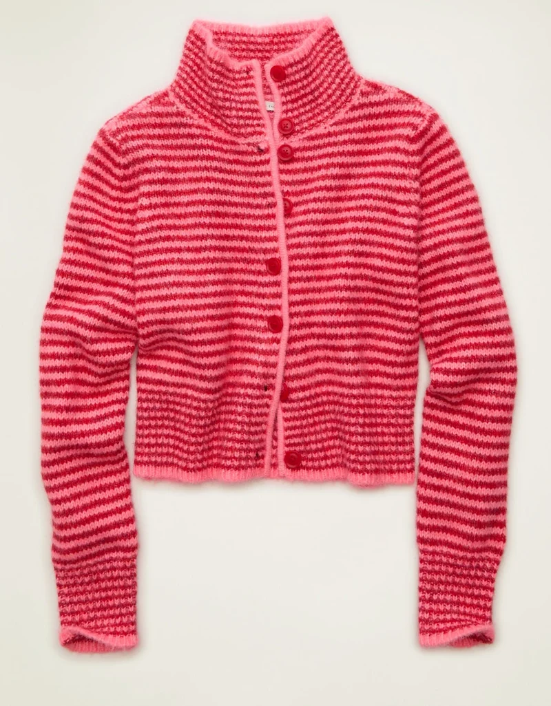 AE Mock Neck Cardigan Sweater