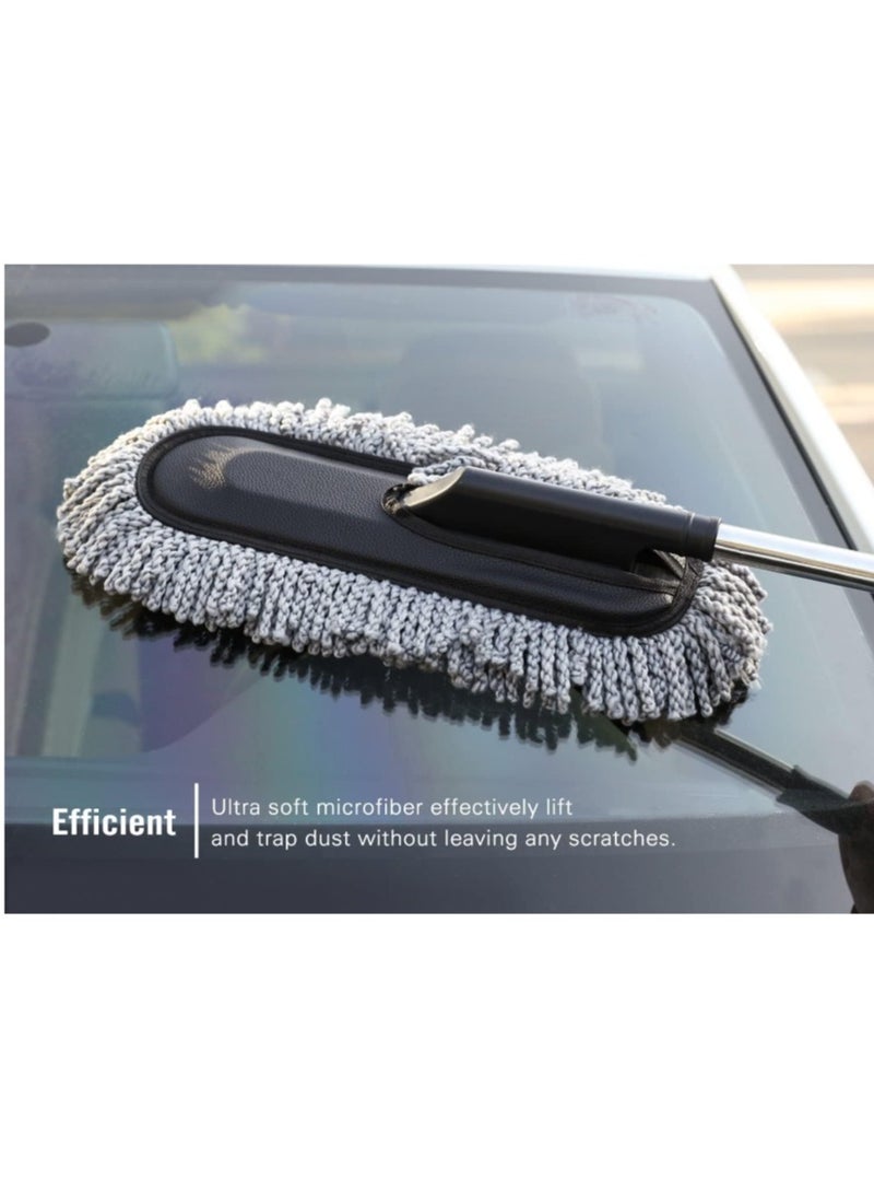 Generic Soft Microfiber Dust Duster for Cleaning Car Window, Arabic Mop, Car Mop, Car Wiper, Car Cloth, Car Dust Duster Made of Ultra-Soft Microfiber with Extendable Handle, Car Brush Duster for Cleaning Dust Inside the Car, Multi-Purpose Brush for Interior and Exterior Car Cleaning, Made with Soft Microfiber, Handheld Vehicle Wiper, Car Squeegee, Easy-to-Clean Car Mop  - Image 2