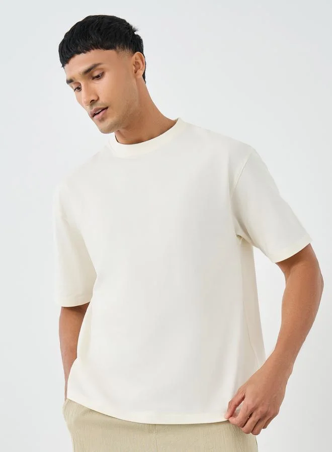 ستايلي Styli Solid Oversized Crew Neck T-Shirt