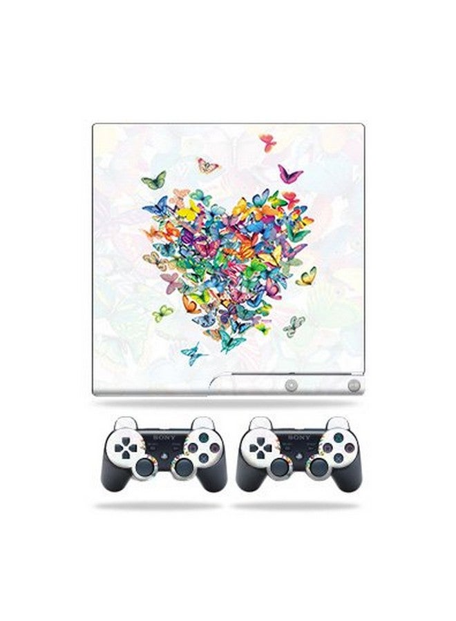 غلاف متوافق مع جهاز Sony Playstation 3 Ps3 Slim + 2 وحدة تحكم Wildheart | غطاء مغلف من الفينيل واقٍ ومتين وفريد من نوعه من Mightyskins | سهل التركيب والإزالة | صنع في الولايات المتحدة الأمريكية