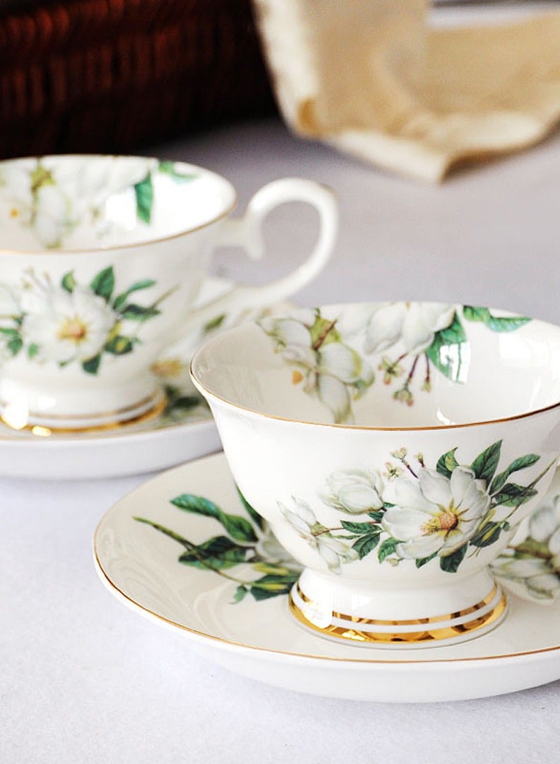 English Black Tea Cups Coffee cup with saucer, Afternoon Tea Ceramic Coffee Cups, Bone China Cups and Saucers Sets  - Image 2