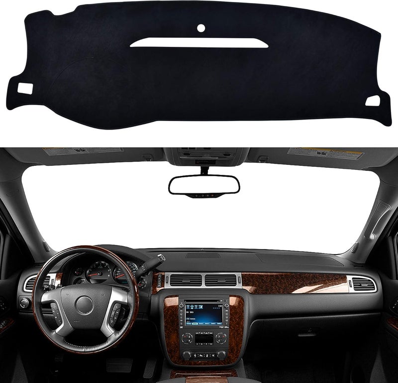 SPEEDWOW Dash Board Custom Cover Mat Carpet Compatible with 2007-2014 Chevy Silverado Pickup Suburban Tahoe Avalanche GMC Sierra Yukon - Image 1
