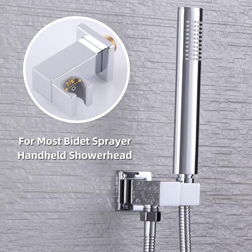 Angle Simple Wall Union with Shower Head Holder, Brass Swivel Shower Wand Bracket, Supply Elbow and Water Outlet, Male 1/2" IPS, Chrome - Image 5