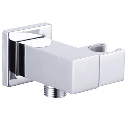 Angle Simple Wall Union with Shower Head Holder, Brass Swivel Shower Wand Bracket, Supply Elbow and Water Outlet, Male 1/2" IPS, Chrome - Image 1