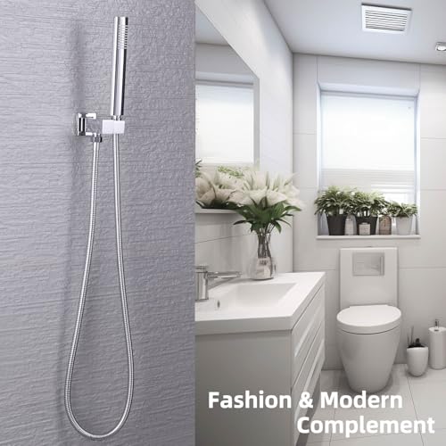Angle Simple Wall Union with Shower Head Holder, Brass Swivel Shower Wand Bracket, Supply Elbow and Water Outlet, Male 1/2" IPS, Chrome - Image 3