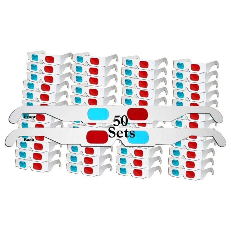 3D Glasses 4Pcs Red & Cyan Anaglyph White Card - Lightweight Foldable Adjustable Fit 3D Cardboard Glasses for 3D Viewing Gaming Home Entertainment - Image 2