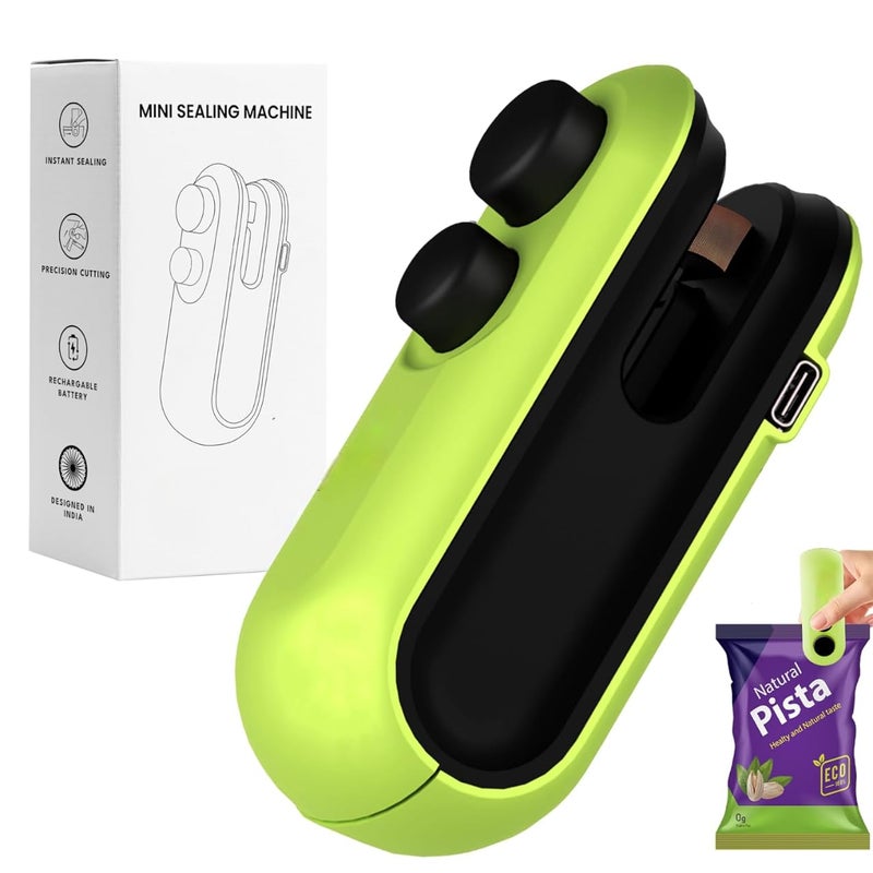 Rylan Portable Mini Sealing Machine, Handheld Packet Sealer for Food, Snacks, Chips, Fresh Storage, Plastic Bags Sealing Machine, 1 YEAR Warranty (Green) - Image 3