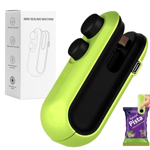 Rylan Portable Mini Sealing Machine, Handheld Packet Sealer for Food, Snacks, Chips, Fresh Storage, Plastic Bags Sealing Machine, 1 YEAR Warranty (Green) - Image 1