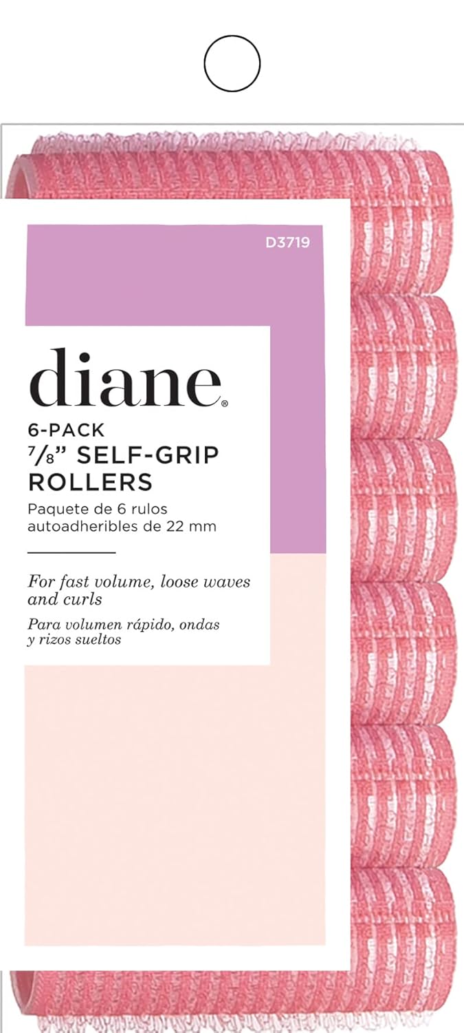 Diane 78Inch SelfGrip Hair Rollers for Soft Curls Root Lift Bangs Lightweight and Reusable Ideal for All Hair Types and Easy Styling Pink 6 Count - Image 1