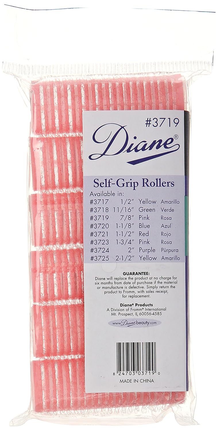 Diane 78Inch SelfGrip Hair Rollers for Soft Curls Root Lift Bangs Lightweight and Reusable Ideal for All Hair Types and Easy Styling Pink 6 Count - Image 2