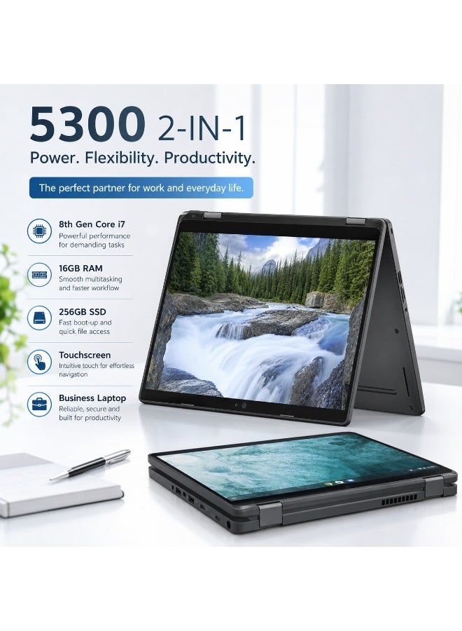 Deli bokang 5300 2-in-1 Convertible Laptop Intel Core i7 8th Gen 16GB RAM 256GB SSD 13.3-Inch FHD Touchscreen Gorilla Glass Windows 10 Pro with Free Bundle - Image 2