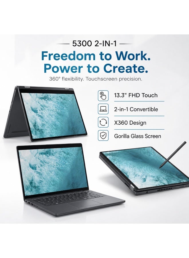 Deli bokang 5300 2-in-1 Convertible Laptop Intel Core i7 8th Gen 16GB RAM 256GB SSD 13.3-Inch FHD Touchscreen Gorilla Glass Windows 10 Pro with Free Bundle - Image 4