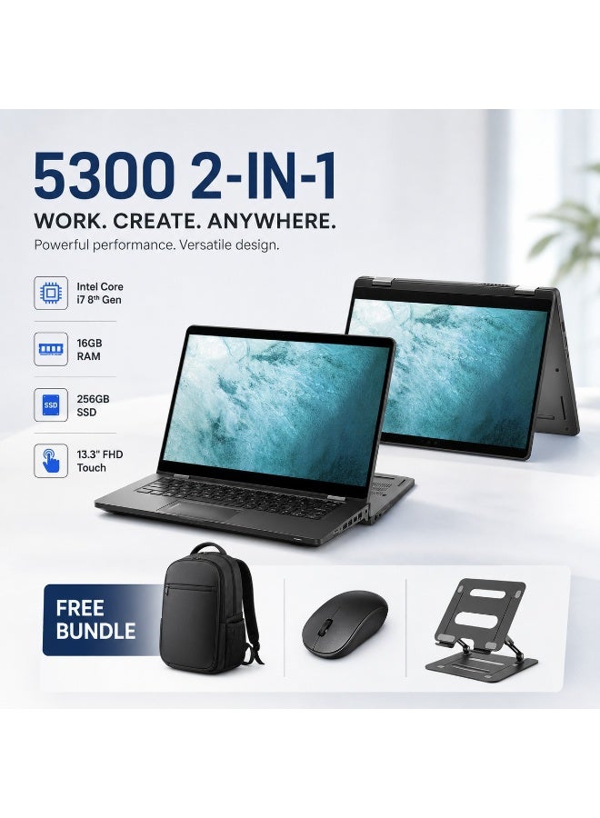 Deli bokang 5300 2-in-1 Convertible Laptop Intel Core i7 8th Gen 16GB RAM 256GB SSD 13.3-Inch FHD Touchscreen Gorilla Glass Windows 10 Pro with Free Bundle - Image 3