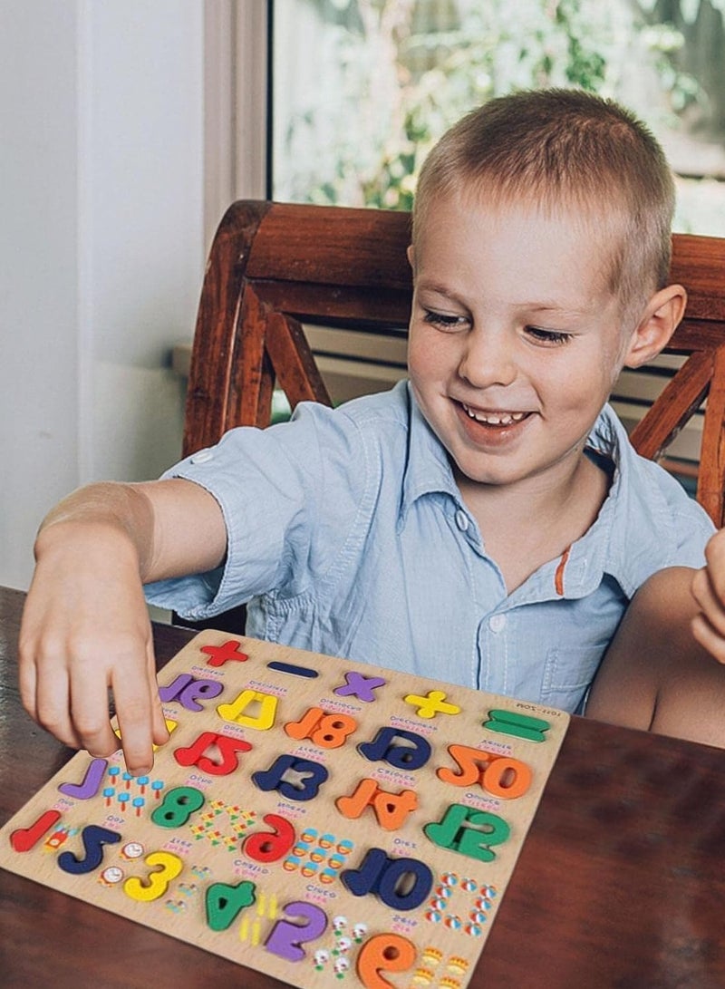 MARKQ لوحة ألغاز الأرقام الخشبية - لعبة تعليمية مع كتل الحروف - لوحة بازل للأطفال الصغار ومرحلة ما قبل المدرسة - تعليم مونتيسوري للأطفال - Image 2