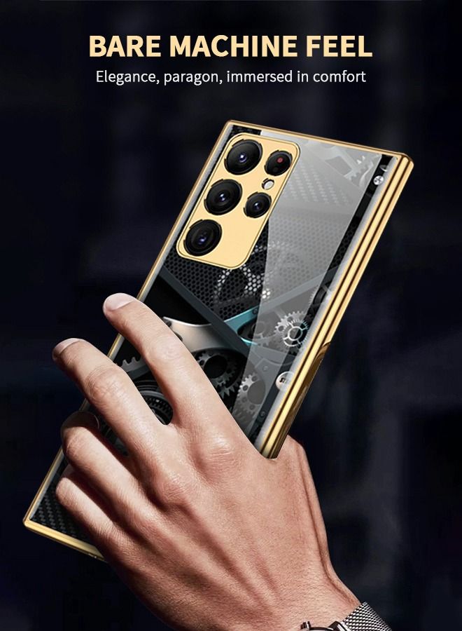 WAOKN Samsung Galaxy S23 Ultra Phone Case, Galaxy S23 Ultra Phone Case Slim Tempered Glass Phone Case, Fashion Plating PC Back Cover Case, Luxury Mechanic Drop Resistant Phone Case  - Image 4