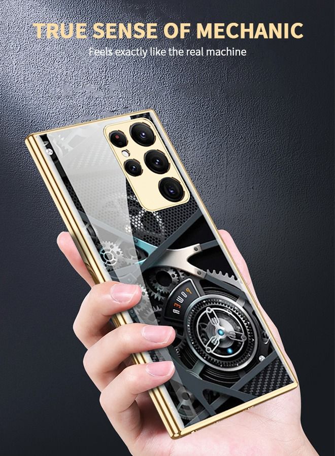 WAOKN Samsung Galaxy S23 Ultra Phone Case, Galaxy S23 Ultra Phone Case Slim Tempered Glass Phone Case, Fashion Plating PC Back Cover Case, Luxury Mechanic Drop Resistant Phone Case  - Image 5