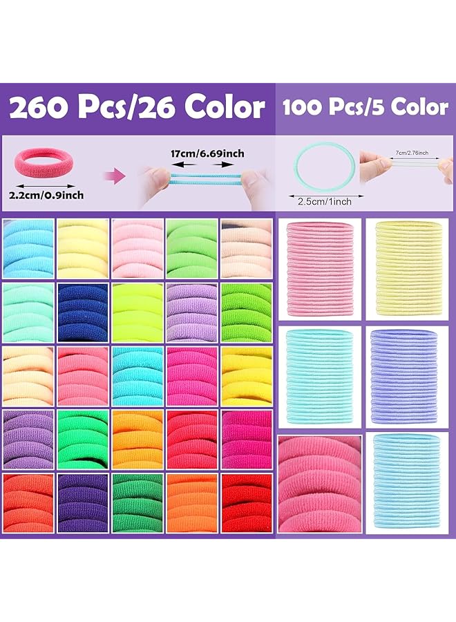 KASTWAVE Hair Ties For Baby Girls 360Pcs Colorful Baby Elatic Hair Bands Set With Hair Clips And Hair Tail Tools Ponytail Holders Hair Accessories For Toddler Girls Kids - Image 3