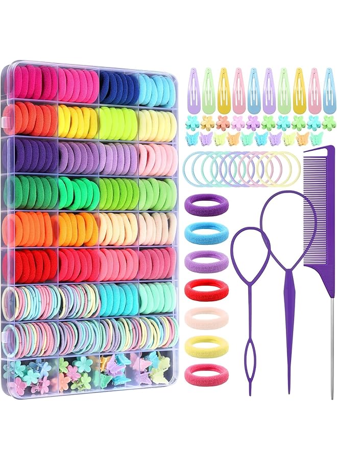 KASTWAVE Hair Ties For Baby Girls 360Pcs Colorful Baby Elatic Hair Bands Set With Hair Clips And Hair Tail Tools Ponytail Holders Hair Accessories For Toddler Girls Kids - Image 1