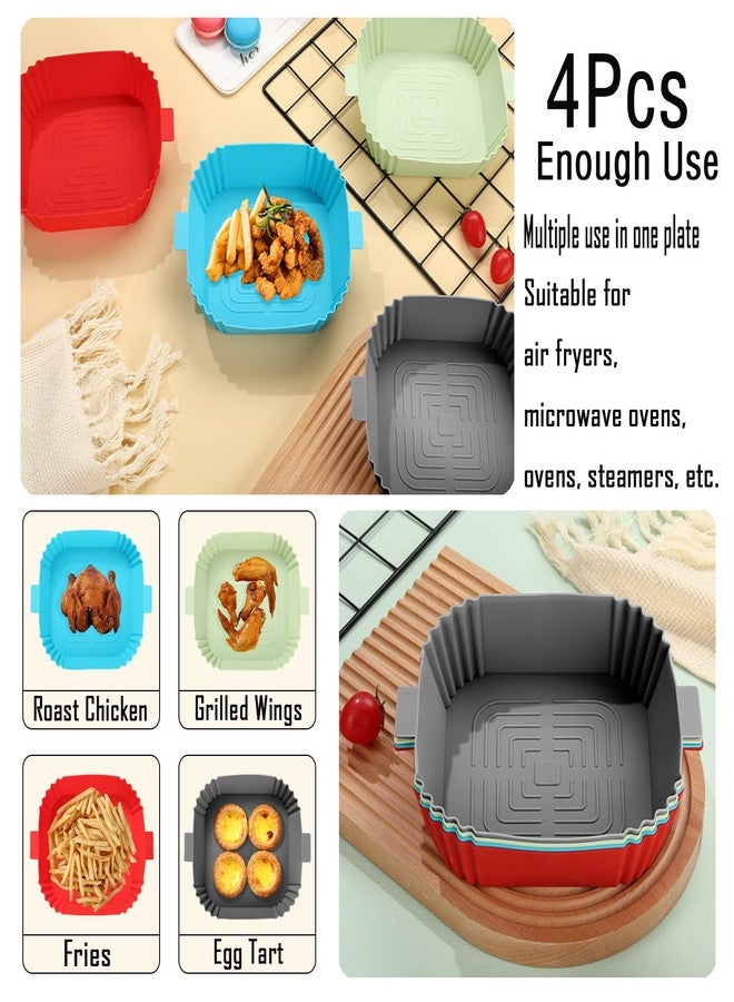 LYHOLKEER Air Fryer Silicone Liners,LYHOLKEER 4Pcs 7.6inch Reusable Square Silicone Air Fryer Liners for 3-6 QT,Food Safe Air Fryers Oven Accessories,Replacement Of Flammable Parchment Liner Paper - Image 3