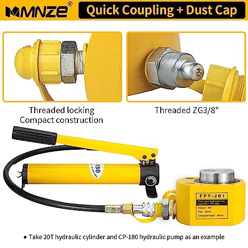 MMNZE 20T 13mm/0.51" Stroke Hydraulic Cylinder Jack Sets Mini Hydraulic Ram Jack Porta Power Kits Retract Automatically Split Hydraulic Single Acting Lifting Cylinders with CP-180 Hydraulic Hand Pump - Image 4