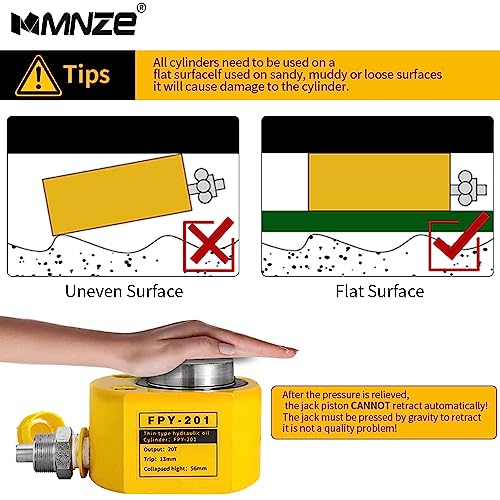 MMNZE 20T 13mm/0.51" Stroke Hydraulic Cylinder Jack Sets Mini Hydraulic Ram Jack Porta Power Kits Retract Automatically Split Hydraulic Single Acting Lifting Cylinders with CP-180 Hydraulic Hand Pump - Image 5