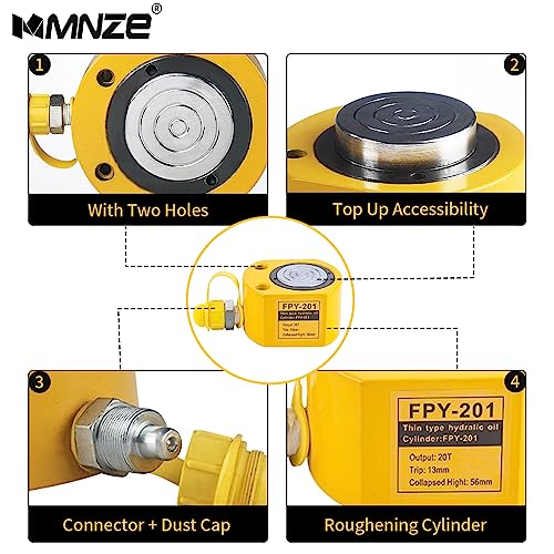 MMNZE 20T 13mm/0.51" Stroke Hydraulic Cylinder Jack Sets Mini Hydraulic Ram Jack Porta Power Kits Retract Automatically Split Hydraulic Single Acting Lifting Cylinders with CP-180 Hydraulic Hand Pump - Image 3
