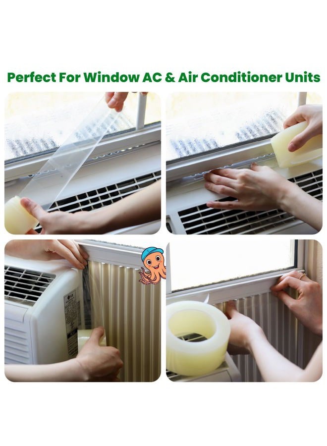 ECOHomes Window Sealing Tape (4 Inch Wide) - Clear Weather Stripping Window Seal That Stops Draft from Entering Through Gaps, Windows AC Tape Prevents Warm Air Entering & Keeps Cold Wind Away 180 Ft - Image 4