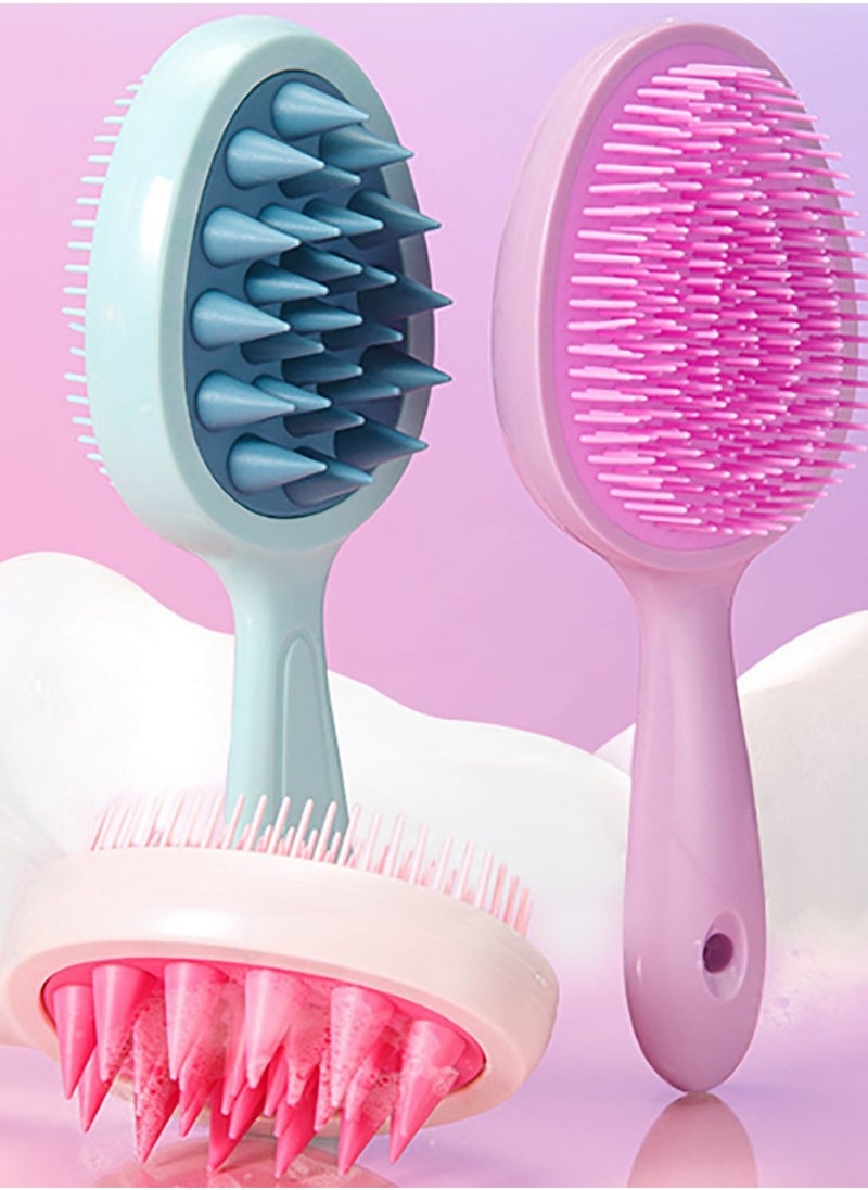 2-in-1 Scalp Massager Shampoo Brush, Scalp Scrubber for Hair Growth & Dandruff Removal, Hair Scrubber with Soft Silicone Bristles, Wet Dry Scalp Exfoliator for Scalp Care, Green
