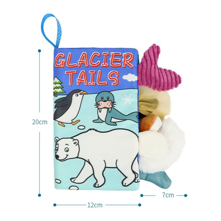 BeFunky كتاب قماش للأطفال، كتاب صور ثلاثي الأبعاد ناعم وكتاب صرير للأطفال من 0-12 شهرًا، لعبة تعليمية حسية مونتيسوري للأولاد والبنات (جليد)، متعدد الألوان - Image 5