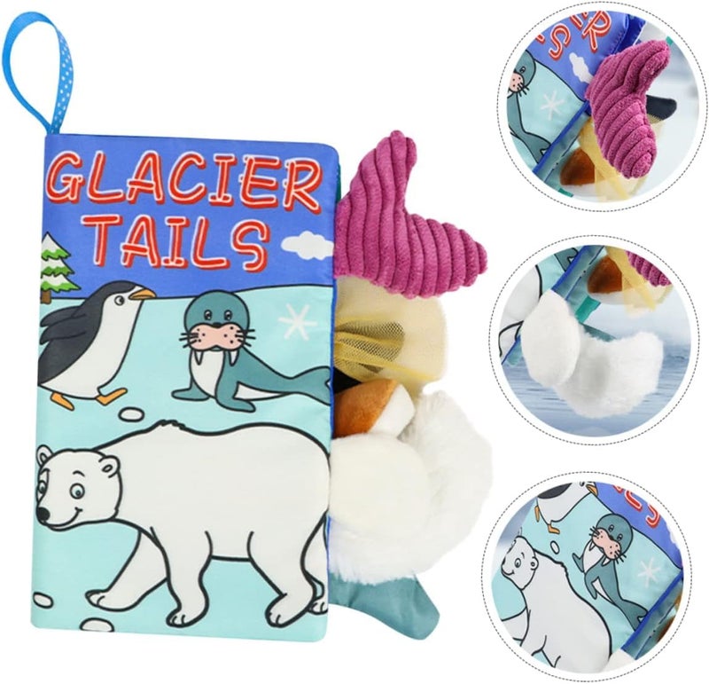 BeFunky كتاب قماش للأطفال، كتاب صور ثلاثي الأبعاد ناعم وكتاب صرير للأطفال من 0-12 شهرًا، لعبة تعليمية حسية مونتيسوري للأولاد والبنات (جليد)، متعدد الألوان - Image 4