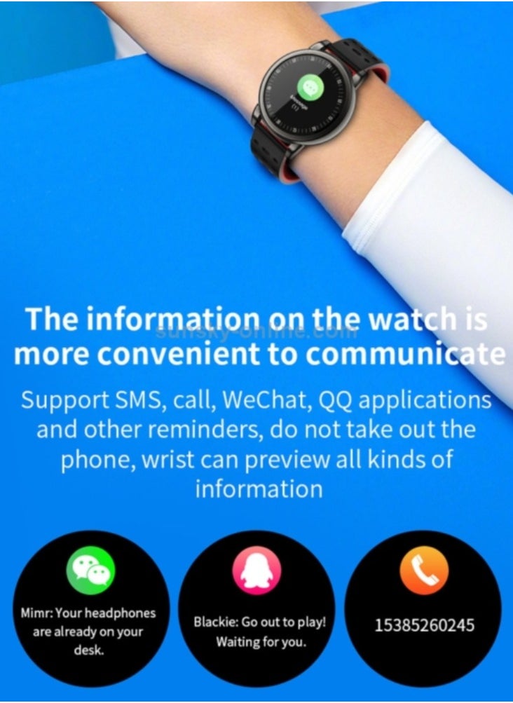 B8+ 1.08 inch IPS Color Screen IP67 Waterproof Smart Watch,Support Message Reminder / Heart Rate Monitor / Blood Oxygen Monitoring / Blood Pressure Monitoring/ Sleeping Monitoring (Red)