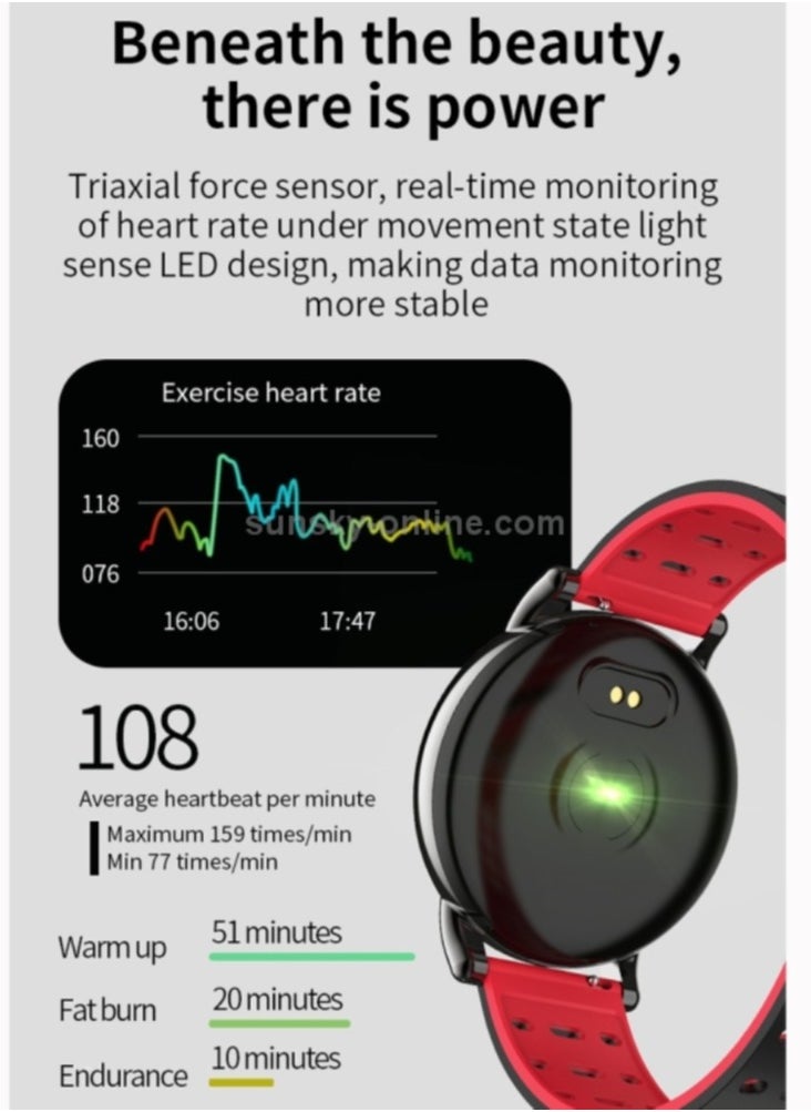 B8+ 1.08 inch IPS Color Screen IP67 Waterproof Smart Watch,Support Message Reminder / Heart Rate Monitor / Blood Oxygen Monitoring / Blood Pressure Monitoring/ Sleeping Monitoring (Red)