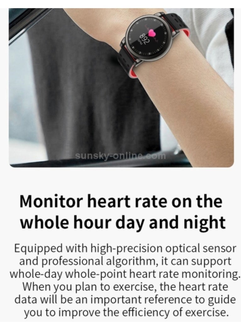 B8+ 1.08 inch IPS Color Screen IP67 Waterproof Smart Watch,Support Message Reminder / Heart Rate Monitor / Blood Oxygen Monitoring / Blood Pressure Monitoring/ Sleeping Monitoring (Red)