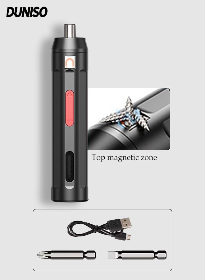 DUNISO مفك كهربائي لاسلكي، كابل USB، بطارية ليثيوم 1500 مللي أمبير، مثقاب كهربائي محمول صغير مع أضواء LED، مناسب لأدوات إصلاح المنزل والمكتب - Image 1