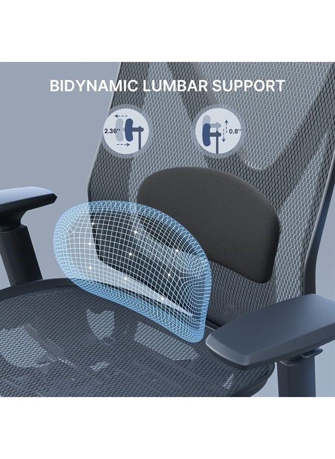 Office Chair, Ergonomic Mesh Office Chair, Computer Chair with 2-Way Adjustable Lumbar Support, Headrest and Armrest, High Back Desk Chair with Tilt Lock Function