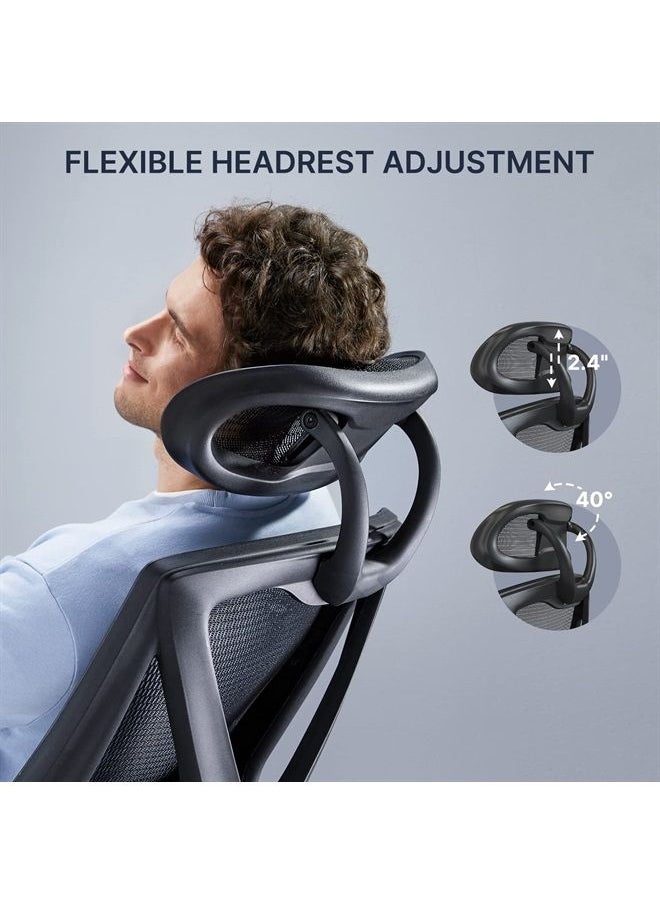 Office Chair, Ergonomic Mesh Office Chair, Computer Chair with 2-Way Adjustable Lumbar Support, Headrest and Armrest, High Back Desk Chair with Tilt Lock Function