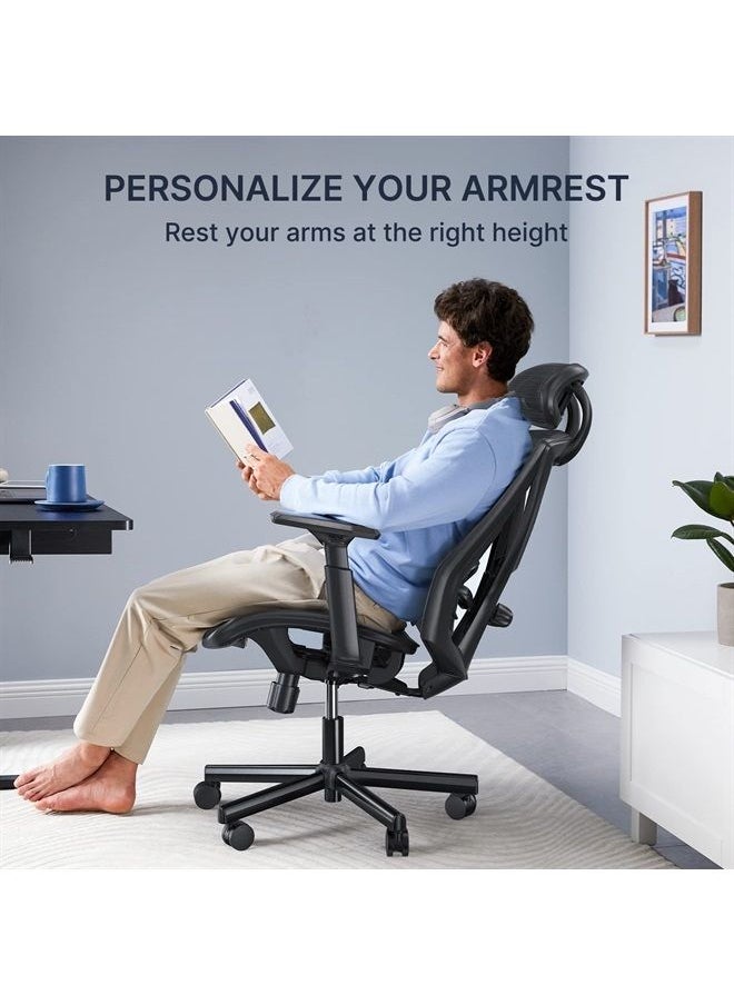 Office Chair, Ergonomic Mesh Office Chair, Computer Chair with 2-Way Adjustable Lumbar Support, Headrest and Armrest, High Back Desk Chair with Tilt Lock Function