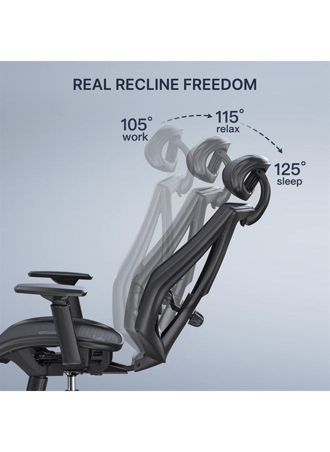 Office Chair, Ergonomic Mesh Office Chair, Computer Chair with 2-Way Adjustable Lumbar Support, Headrest and Armrest, High Back Desk Chair with Tilt Lock Function