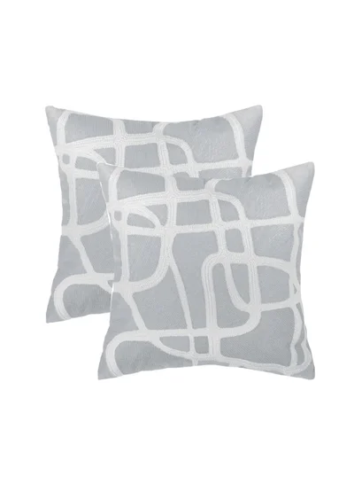 Donetella 2 Piece Embroidered Cushion Cover (45x45 cm) Without Filler Grey
