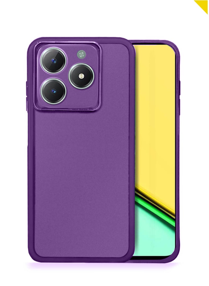 Wtech Realme C61 / Realme Narzo N61 / Realme Note 60 4G 2024 Soft Transparent TPU Silicone Ultra Thin Phone Stylish Electroplated Camera Border Back Case Cover - Eggplant Purple