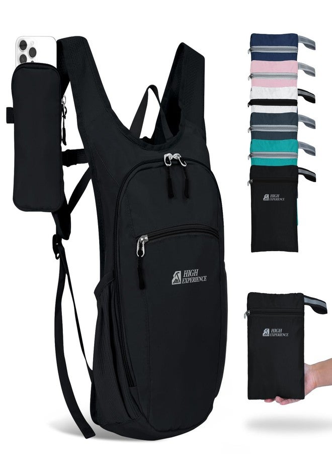 HIGH EXPERIENCE Hiking Backpack 10L/15L Small Daypack Lightweight Packable Travel Foldable Water Resistan for Women Men (Black, 10L) - Image 1