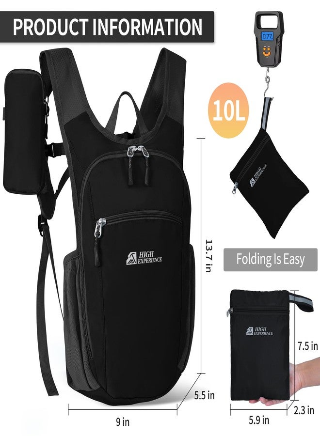 HIGH EXPERIENCE Hiking Backpack 10L/15L Small Daypack Lightweight Packable Travel Foldable Water Resistan for Women Men (Black, 10L) - Image 3