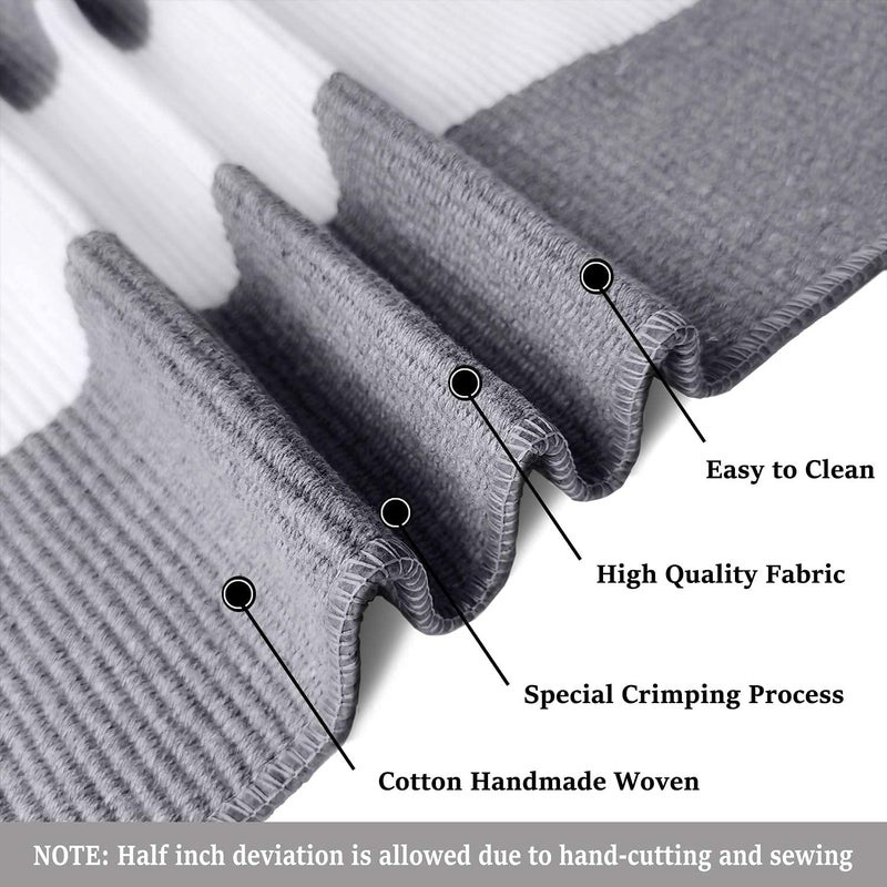 KOZYFLY Grey and White Striped Rug 4'x6' Indoor Outdoor Rug Cotton Hand-Woven Washable Striped Layered Doormats for Front Door/Kitchen/Farmhouse/Entryway/Patio - Image 2