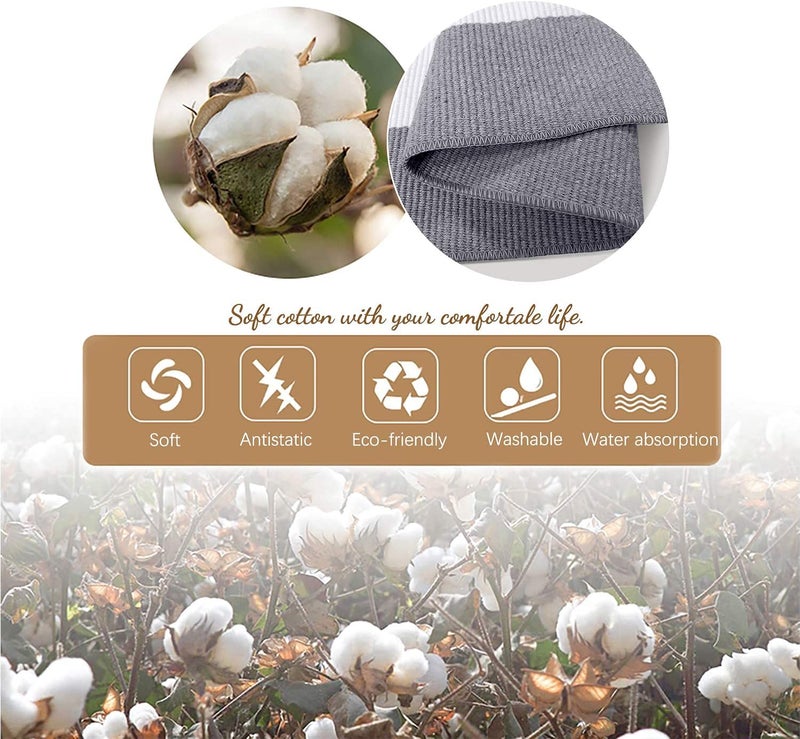 KOZYFLY Grey and White Striped Rug 4'x6' Indoor Outdoor Rug Cotton Hand-Woven Washable Striped Layered Doormats for Front Door/Kitchen/Farmhouse/Entryway/Patio - Image 5