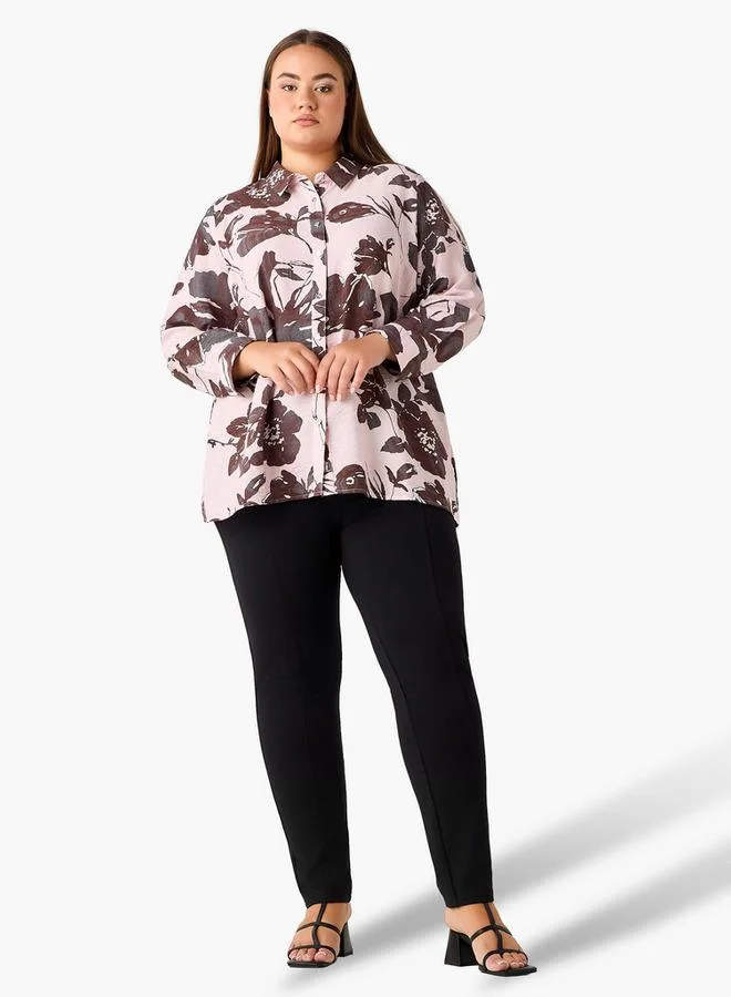 Ulla Popken Ulla Popken Relaxed Fit Viscose Printed Shirt