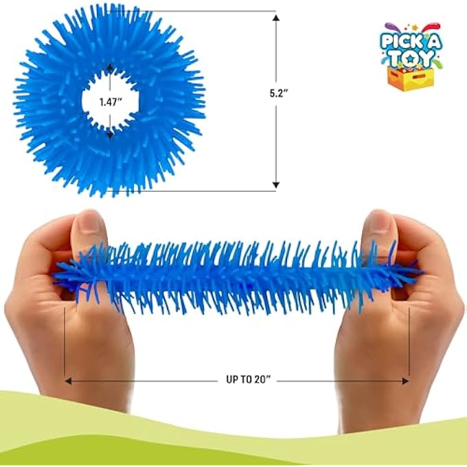 Pick A Toy Fidget Bracelet Vibrant Squishy Fuzzy 6-Pack of Flexible Wearable Jewelry, Sensory Rings s for Kids - Stretchy Silicone Bands with Textured - Image 2