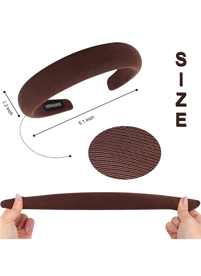 Ant 5Pcs Pure Color Width Headbands for Women, Sponge Girls Hairbands, Fashion Hair Head Bands, Maillard Solid Color Wide Turban Headbands Diademas, for Women Girls  - Image 2