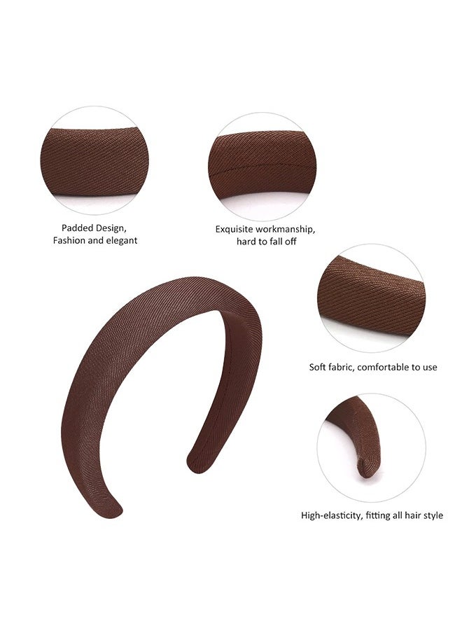 Ant 5Pcs Pure Color Width Headbands for Women, Sponge Girls Hairbands, Fashion Hair Head Bands, Maillard Solid Color Wide Turban Headbands Diademas, for Women Girls  - Image 3